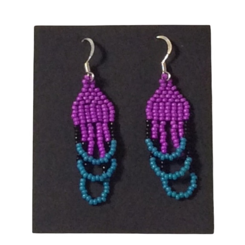 UNBRANDED Bright And Colorful HANDMADE In The USA BEADED Loop Designer Earrings